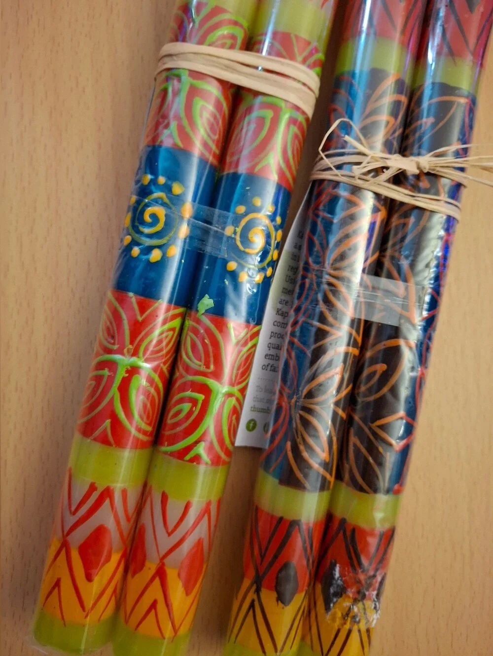 Kapula Handmade Multicolor African Decorative Taper/Dinner Candles, 2 Pack